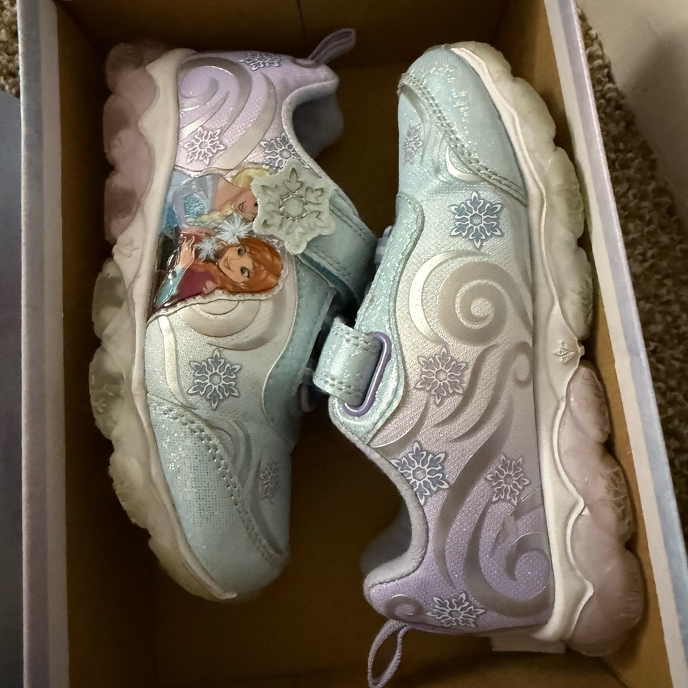 Frozen Themed Light Blue and Lavender Kids Shoes